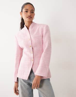 Miss Selfridge Collarless Blazer In Pink
