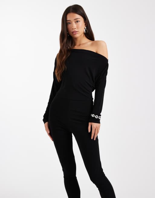 Miss Selfridge - Combinaison asymétrique ample - Noir, 3 de 4