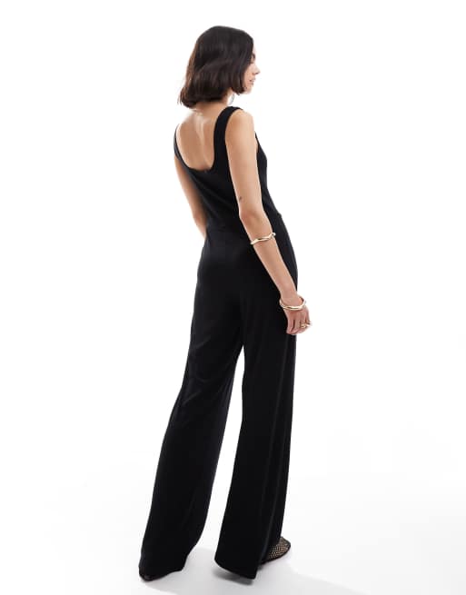Miss Selfridge - Combinaison large sans manches à encolure dégagée - Noir, 4 de 4