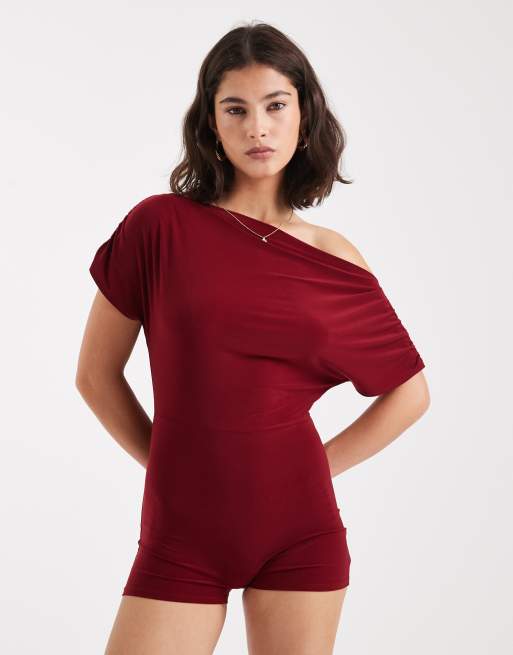 Miss Selfridge - Combishort à épaules dénudées - Prune