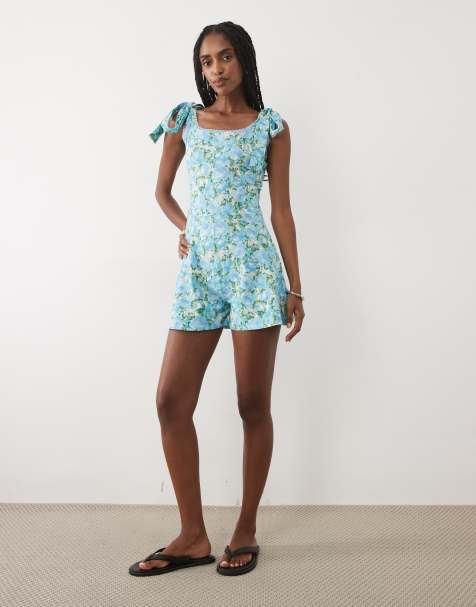 Miss Selfridge - Combishort à fleurs noué aux épaules - view 1