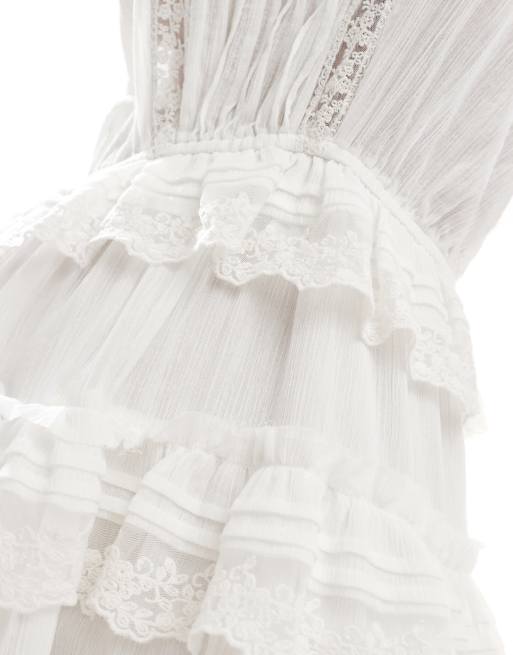 Miss Selfridge - Combishort de plage en crépon de qualité supérieure - Crème, 4 de 4