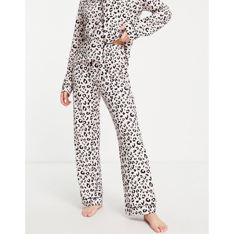 QJDJR Abbigliamento da casa Miss Selfridge - Completo pigiama con top a maniche lunghe in jersey con stampa animalier 