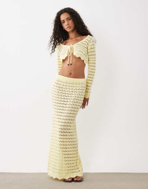 Miss Selfridge - Conjunto amarillo pastel de croché - view 1