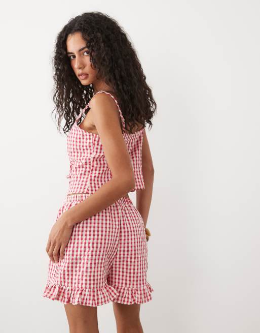 Miss Selfridge - conjunto corto mini con volantes a cuadros vichy, 5 de 5