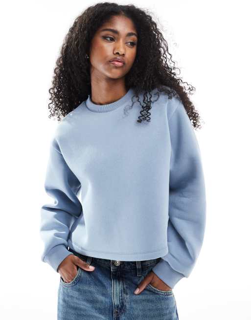 Miss Selfridge contrast bow back detail sweatshirt in blue