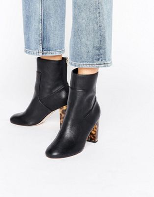 tortoiseshell heel boots