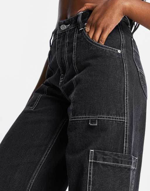 Contrast Stitch Straight Leg Denim Jeans