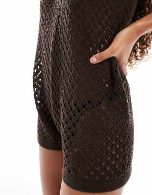 Miss Selfridge Contrast Tipping Beach Romper In Black