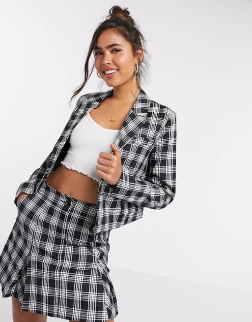 Cropped deals checked blazer