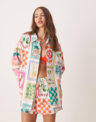 Miss Selfridge - Coordinato con camicia con stampa resort