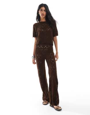 Miss Selfridge - Coordinato da mare all'uncinetto color cioccolato