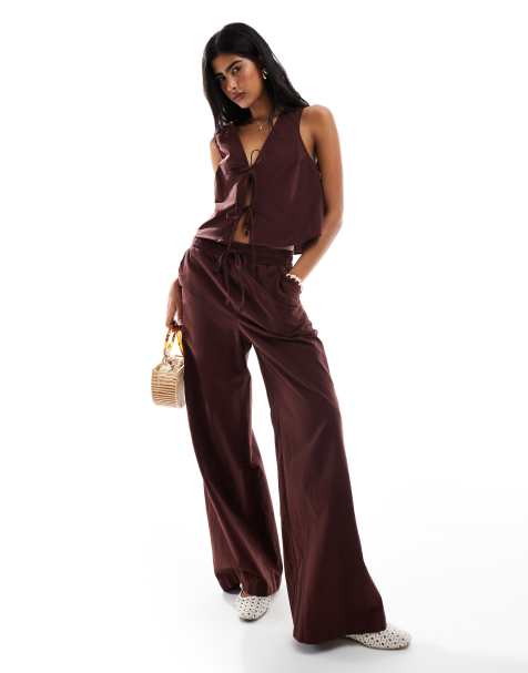 Miss Selfridge - Coordinato in lino color cioccolato - view 1