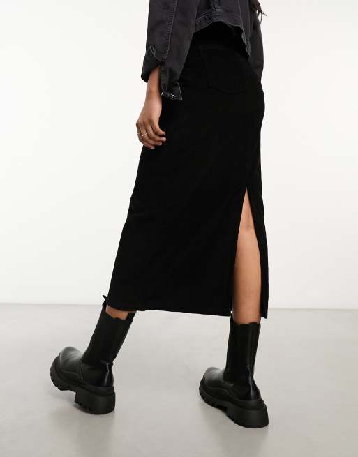 Black cord pencil on sale skirt