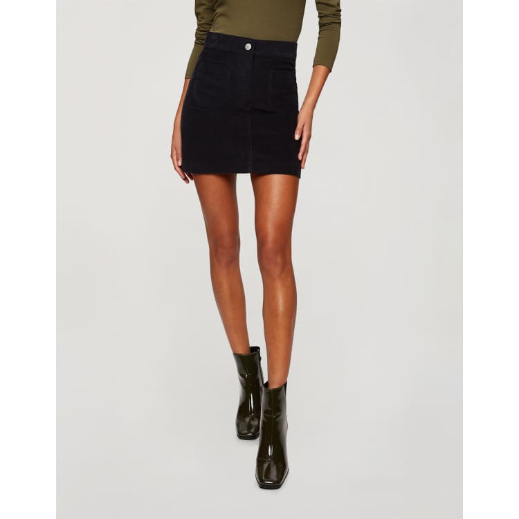 Miss Selfridge cord skirt in black