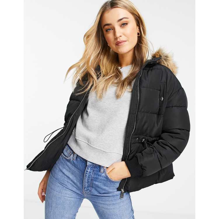 Miss selfridge black quilted puffer coat best sale