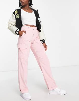 Miss Selfridge Side Pocket Cargo Pants In Pink