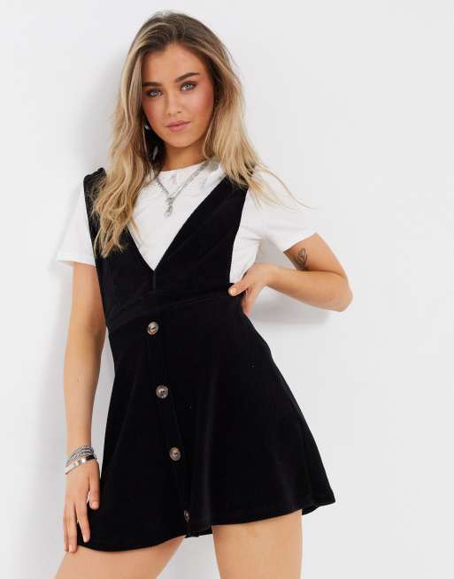 Cord pinafore dress store black