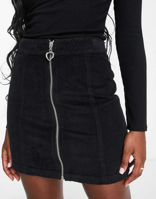 Black corduroy 2025 skirt zipper