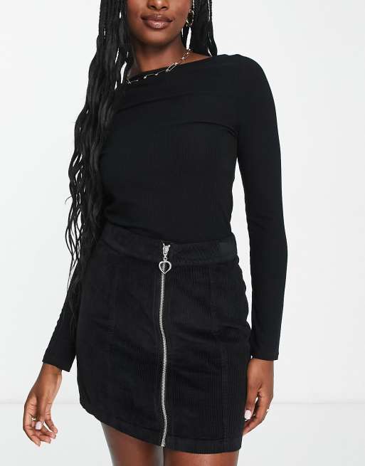 Black corduroy shop zip skirt