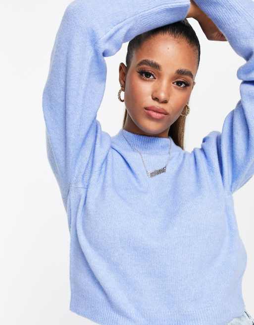 Miss Selfridge Cornflower Puff Sleeve Jumper Mblue Asos