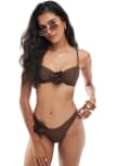 [Miss Selfridge] Miss Selfridge corsage bandeau bikini top in chocolate-Brown 6 Chocolate
