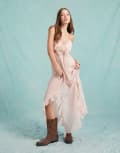 [Miss Selfridge] Miss Selfridge corsage detail cami maxi dress in pink 16 Pink neutral