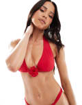 [Miss Selfridge] Miss Selfridge corsage halter bikini top in red 6 RED