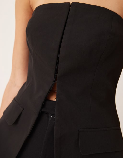 Miss Selfridge corset bandeau top in black