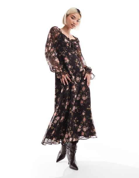 Miss Selfridge corset chiffon maxi dress in floral print - view 1