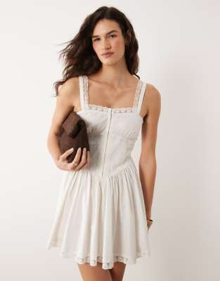 Miss Selfridge Corset Detailing Poplin Mini Dress In White
