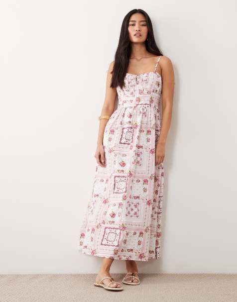 Miss Selfridge corset maxi dress in tile print - view 1