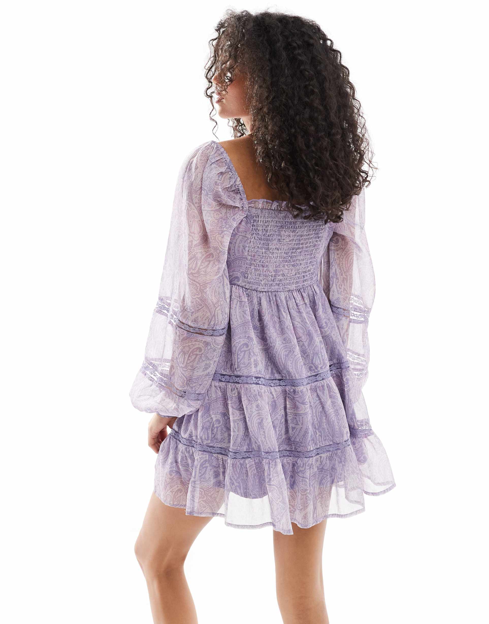 miss selfridge corset mini dress in purple paisley