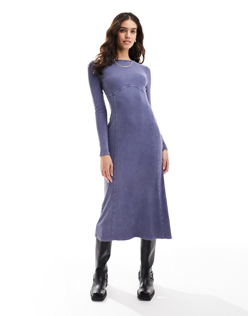 Miss Selfridge corset seam detail maxi dress in indigo-Blue