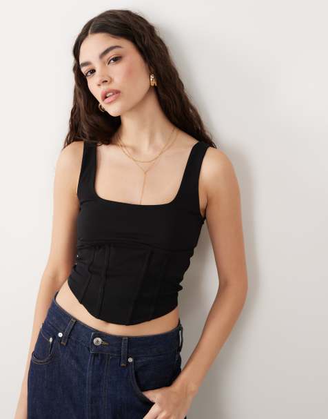 Miss Selfridge corset top in black - view 1