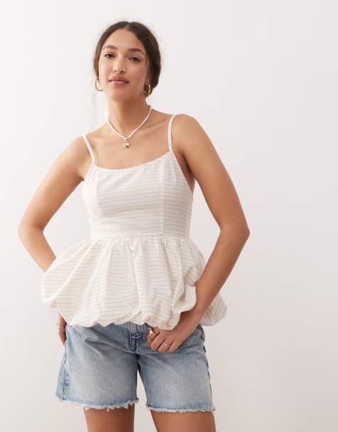 Miss Selfridge - Corsetto a palloncino a righe beige - view 1