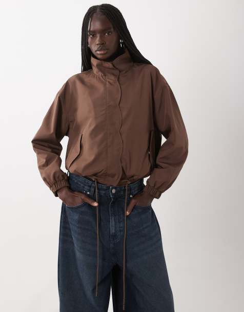 Miss Selfridge cortavientos con detalle de ondas en chocolate - view 1