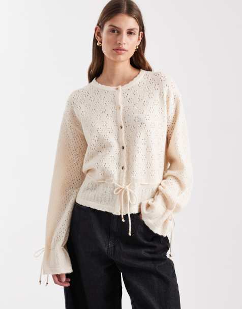 Miss Selfridge cosy peplum hem cardigan in buttermilk - view 1