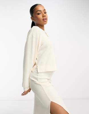 Miss Selfridge cosy soft rib top in oatmeal (part of a set)