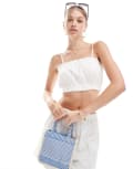 [Miss Selfridge] Miss Selfridge cotton embroidered cami top in cream (part of a set)-White 8 Cream
