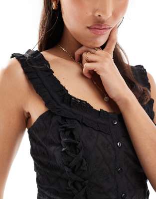 Miss Selfridge Cotton Eyelet Corset Top