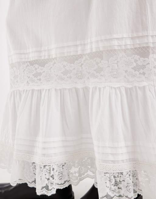 Miss Selfridge cotton poplin skirt with lace inserts, 3 of 5
