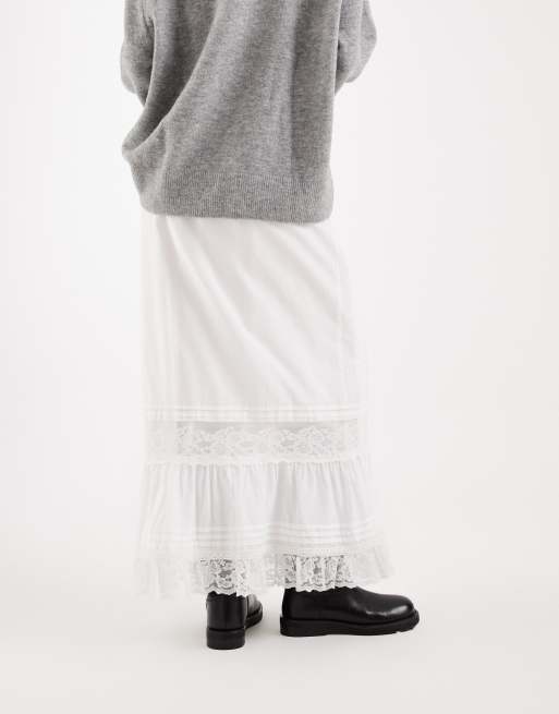 Miss Selfridge cotton poplin skirt with lace inserts, 5 of 5