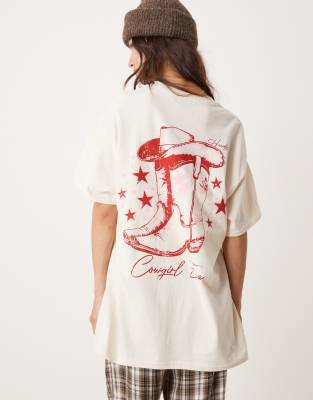 cow girl era oversized tee-Neutral