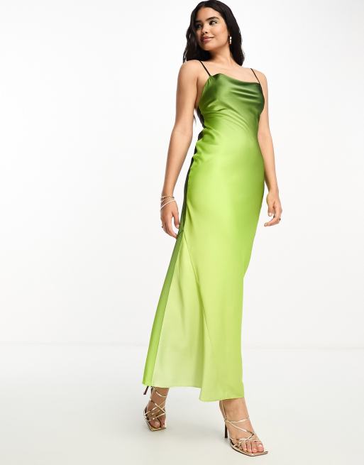 The Green Cowl Neck Jacquard Satin Maxi Dress & Reviews - Green - Dresses |  RIHOAS