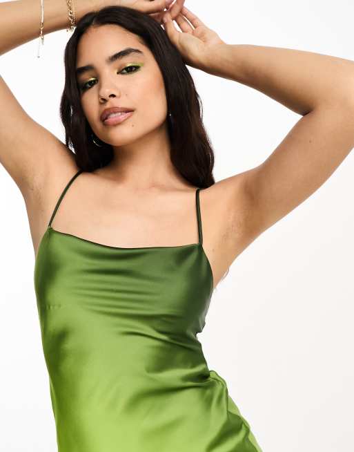 Miss Selfridge cowl back satin maxi dress in green ombre | ASOS