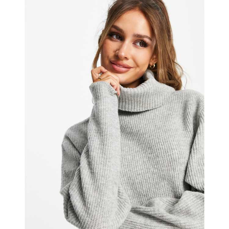 Miss Selfridge cowl neck jumper in pale grey