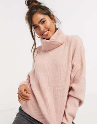 Light pink clearance roll neck jumper