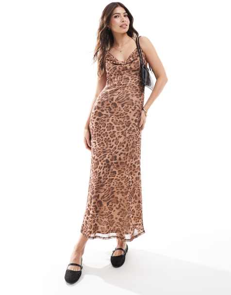 Miss Selfridge cowl neck maxi dress in leopard print - view 1