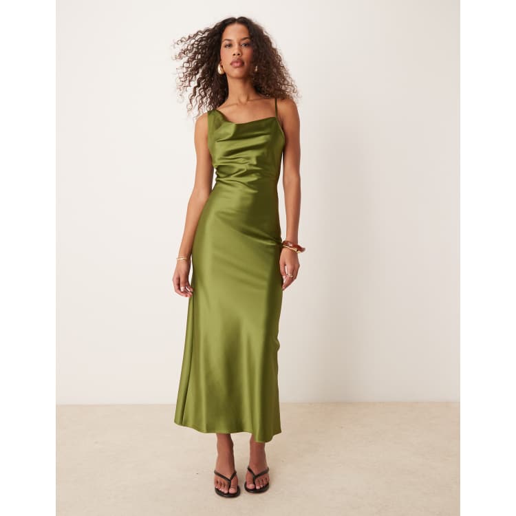ワンピース Salvatore Ferragamo Olive Green Silk Dress Olive Green Dress - Pleated Gown - Halter Gown - Backless